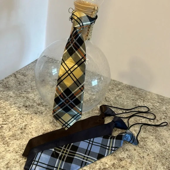 Ties 10 inch attached elastic cord satin look and feel NWOT set of 4 unisex