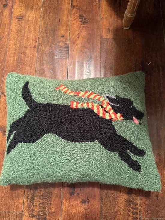 Wool Hooked dog pillow and Striped Scarf-novelty dog pillow-100 % wool
