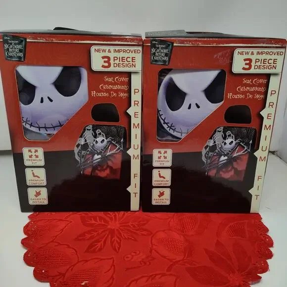 2X Nightmare Before Christmas Car Truck 2 Front Seat Covers with Headrest Covers