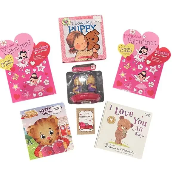 Valentines Day Bundle. Books, Valentine Cards, Solar Kissing Bears, Book Box