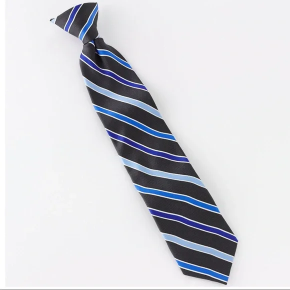 Chaps Boys Striped Blue Black Clip-On Tie
