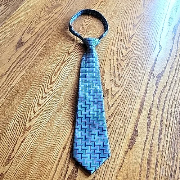 Zippered Blue & Green Tie