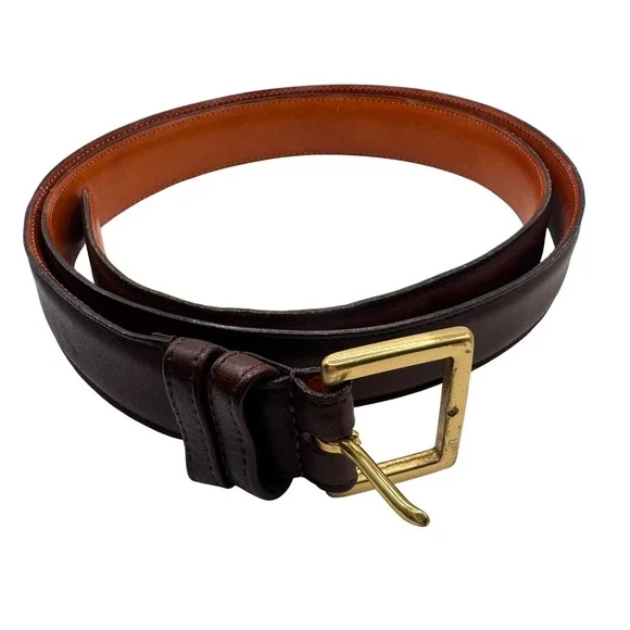 Coach 7500 Mens Leather Belt Mocha Brown Solid Brass Buckle USA Made 44 110cm