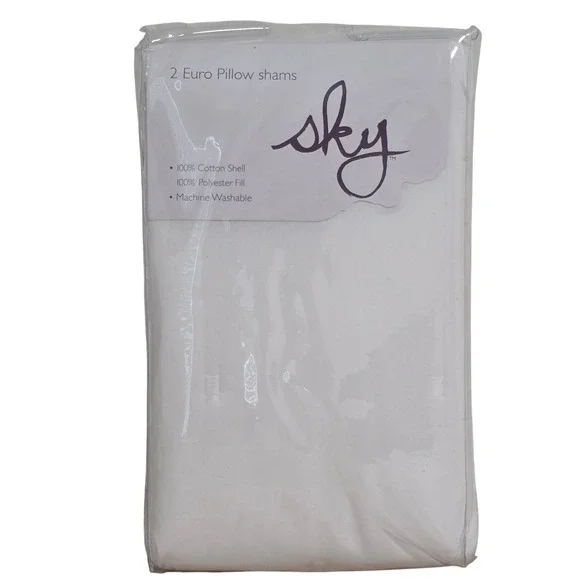 Sky White Tufted Euro Pillow Shams Set of 2 Cotton 26x26 New