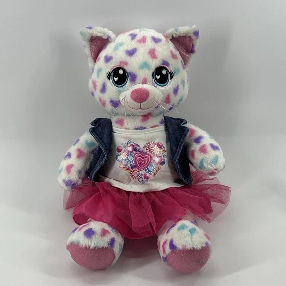 Sugar Hearts Kitty Cat Build a Bear Plush Denim Best Tulle Skirt And T-Shirt