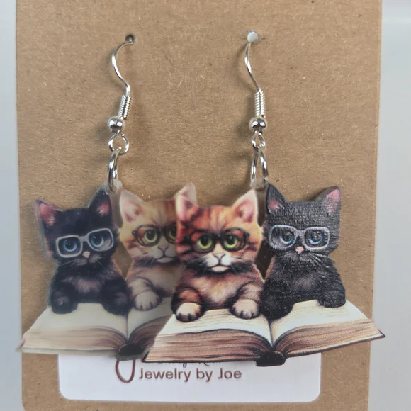 Cat Earrings - Black, Orange, Gray