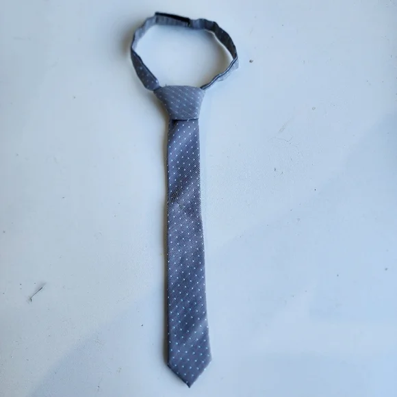 Boy's Gray Aqua Blue Polka Dot Neck Tie Size Kids