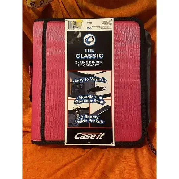 Case-It Mighty‎ Zip Tab 3-Ring 2 - Inch Zipper Binder Expanding File Pink/Black