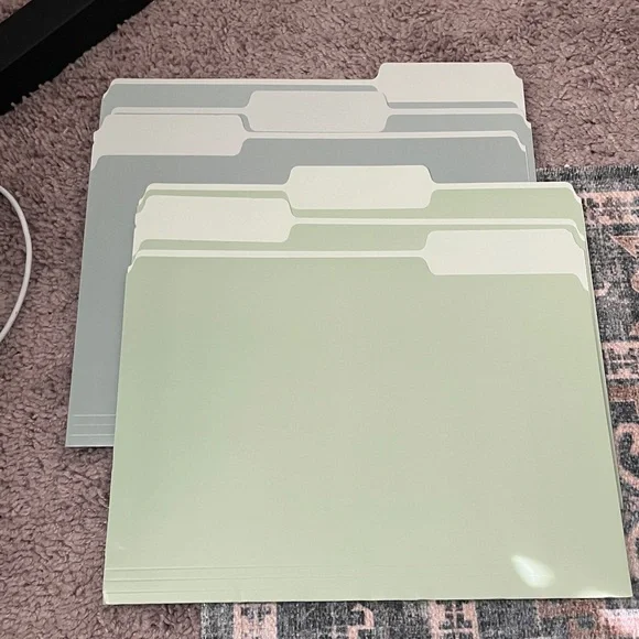 Set of two tone Green File Folders