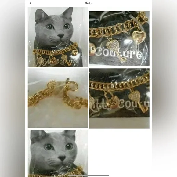 Gold Cat Collar Kitty Couture Gold Tone Chain Cat Collar NEW