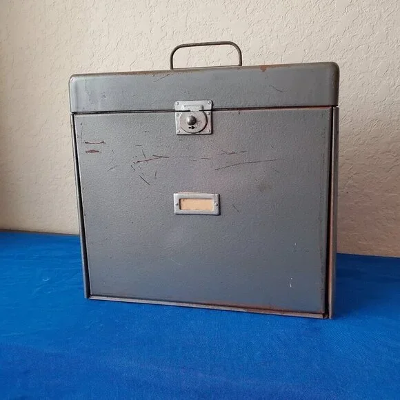 VTG Maso Steel Document Box Midcentury Gray 1950s Portable File Storage Case