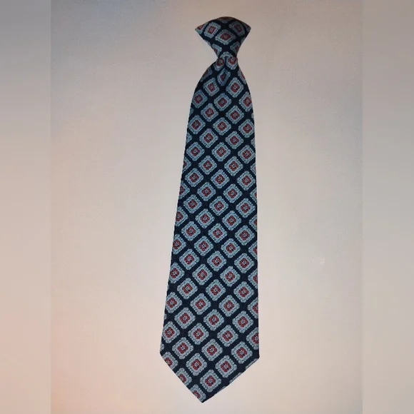 Towncraft Elegant Geometric Patterned Clip On Tie - Blue and Red Youth