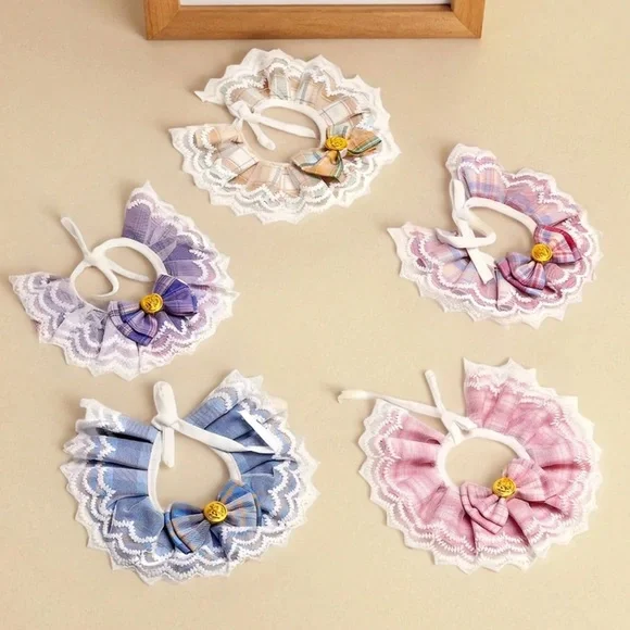 Cute Bow Lace Edged Collar for dog / cat