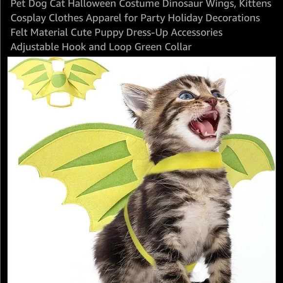 Green Dinosaur Wings Cat Costume