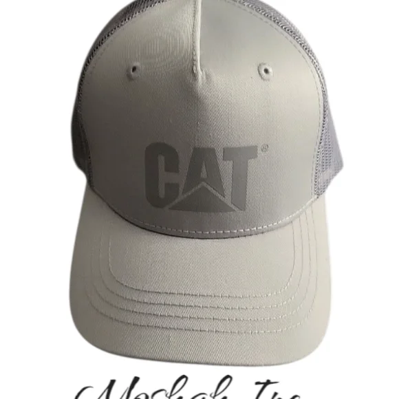 Caterpillar Cat Equipment Twill Mesh Hat Cap Snapback Grey Mesh