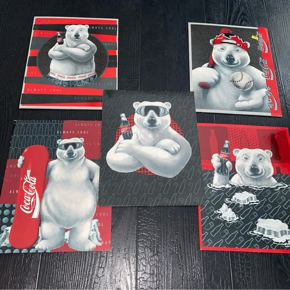 Vintage 1995 Stuart‎ Hall Coca-Cola Polar Bears Pocket 3 Holes Folders Lot 5
