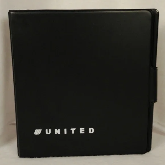 New‎ United Airlines Black Portfolio Binder Organizer Folder with Ring Binder