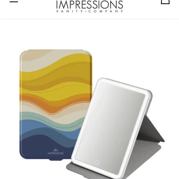 Impressions Vanity rechargeable LED mirror with Vibrant Wave Design
