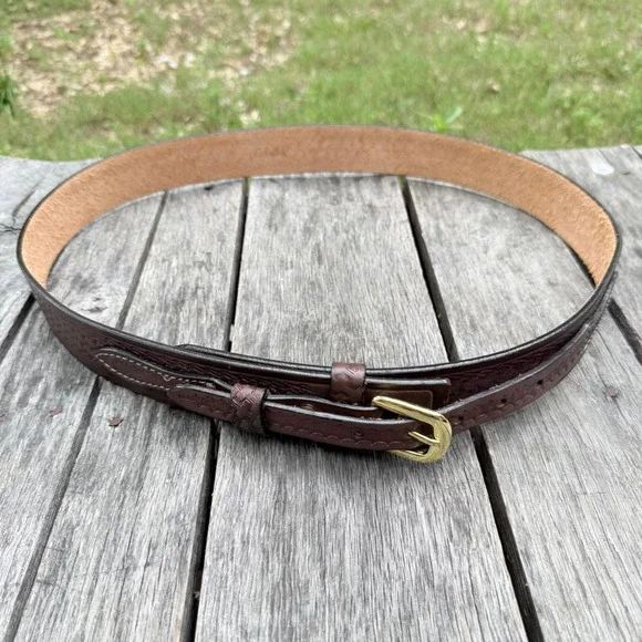 Cabelas Tooled Brown Leather Ranger Belt Men's 42 Western Cowboy 900081F09