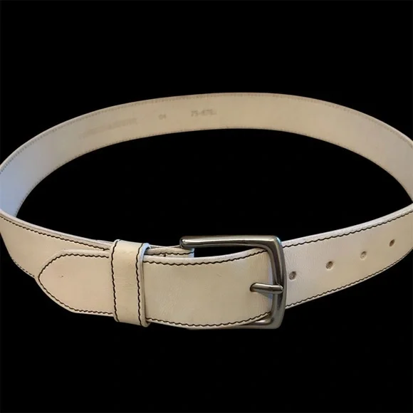 Johnston and Murphy Men's White Leather Belt, EUC size 34
