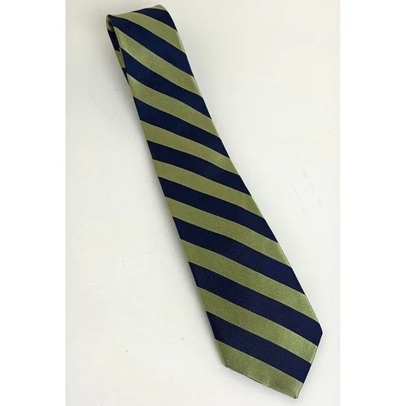 Class Club 100% Silk Tie Boys Navy Blue Green Striped REPP Classic 3 x 50 Easter
