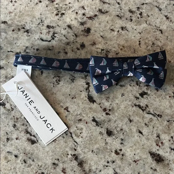 New - Janie and Jack Navy Sailboat Kids Bow Tie