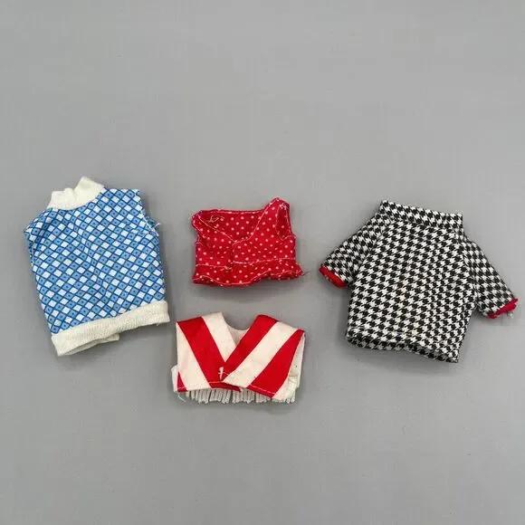Vintage Fashion Doll Clothes Lot 4 Tops 60s Cape Vest Houdstooth Argyle‎ 11In