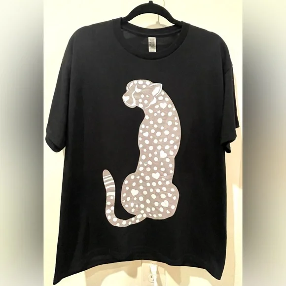 Unisex Cat T-Shirt with Gray Polka Dot Design
