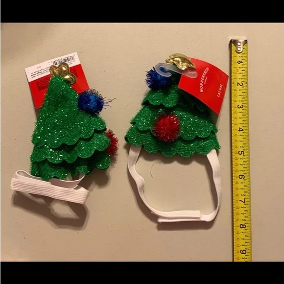 Lot Of 2: Christmas Tree Cat Hats By Wondershop NWT