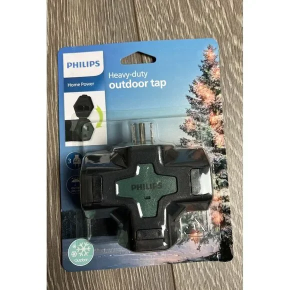 Philips 3-Outlet Outdoor Heavy Duty Tap‎ with Outlet Covers Grounded