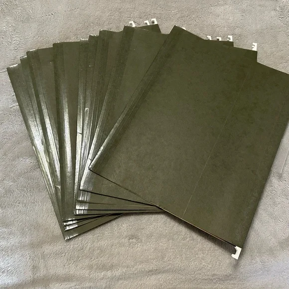 Set of Green Hanging File Folders