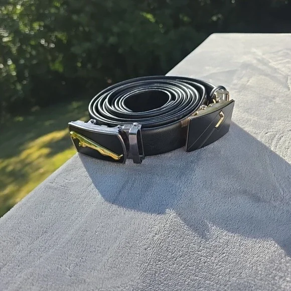 2 Men's Solid Buckle with Automatic Ratchet Leather Belt 63