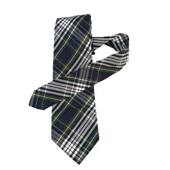 Kids Plaid Green Blue Preppy Boy's Skinny Neck Tie RN 108750 Uniform NO CLIP