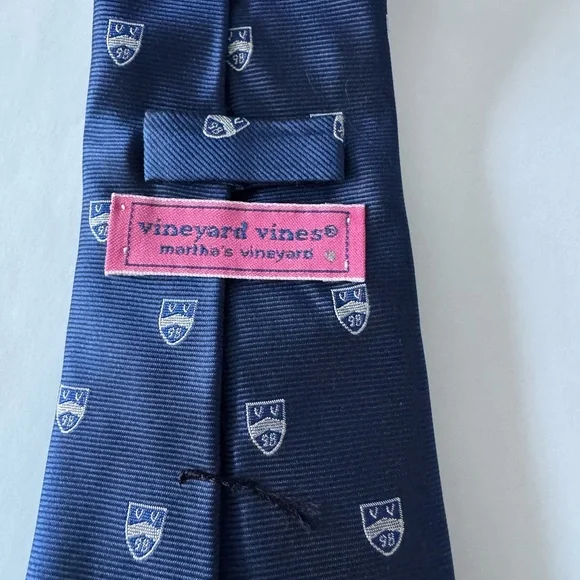 Vineyard Vines Navy Blue Kids Tie with Shield Pattern