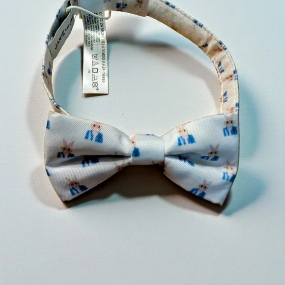 Janie and Jack Cream Bow Tie with Bunny Design 0 - 24 Months