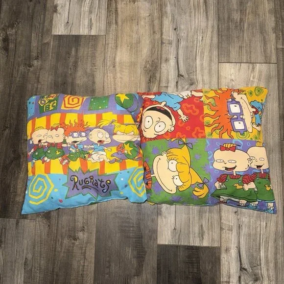 Vintage 1997 Nickelodeon Rugrats Pillow 16×16 Cartoon Plush Throw Pillow Stuffed