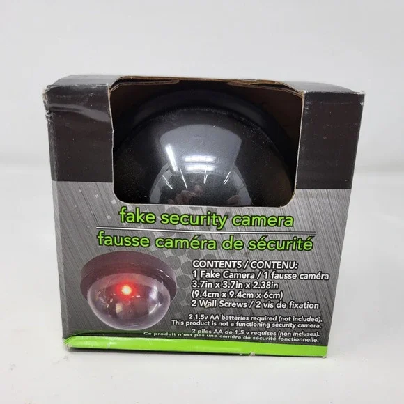e-Circuit Fake Security Camera Red LED Light Dome Dummy Surveillance Decoy Black