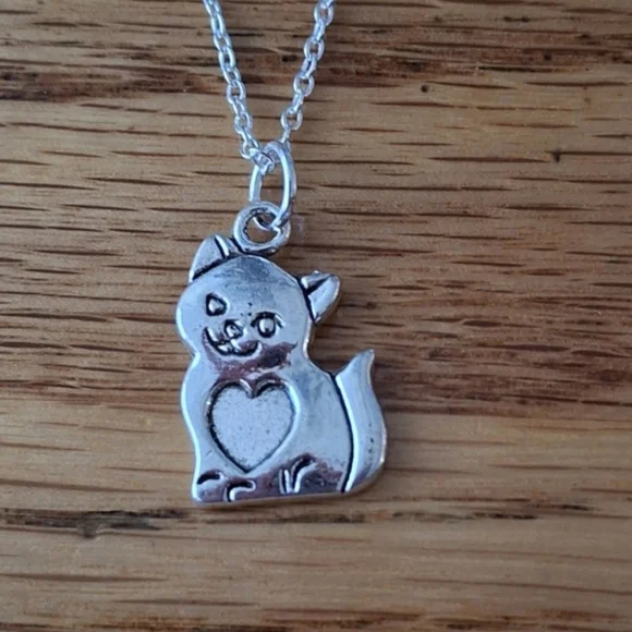 Silver Cat Pendant Necklace