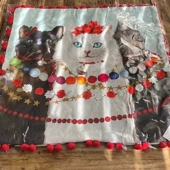 Festive Cat Pillow Cover