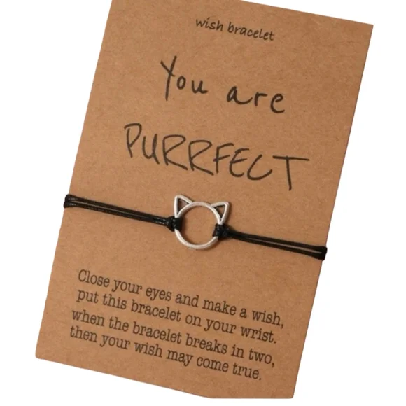 Silver Cat You are Purrfect Black Bracelet ✨️