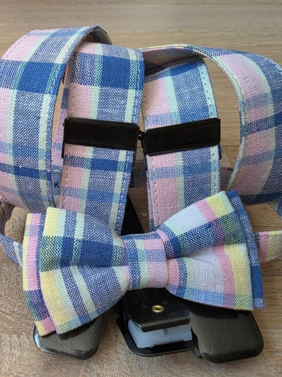 Janie & Jack Plaid Suspenders + Bow Tie Set (0-2T Baby/Toddler)