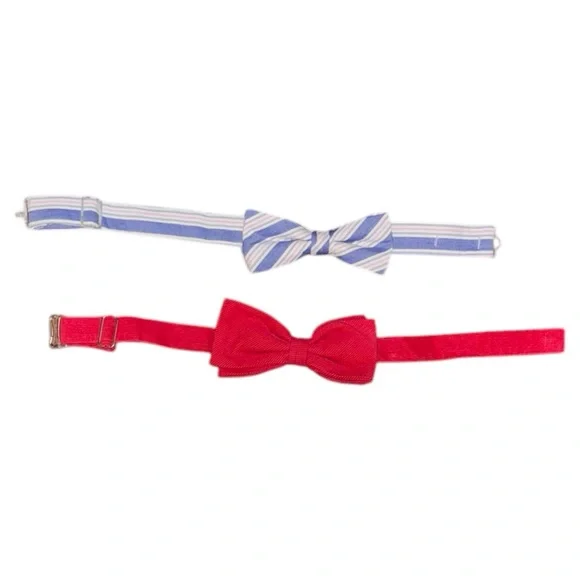 Bella Bliss Red Corduroy Bow Tie & High Cotton Blue, White & Pink Bow Tie