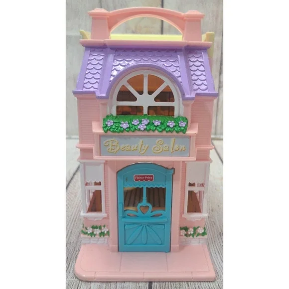 Vintage Fisher Price Mattel Sweet Streets Beauty Salon Pet Shop Pink Yellow 8