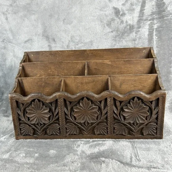Vintage Lerner Faux-Wood Letter Holder Desk Top Organizer Boho Chic Cottagecore