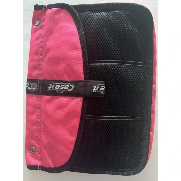 CASE-IT Zipper Pouch for Three-Ring Binder Storage Pink‎ with Black Mesh