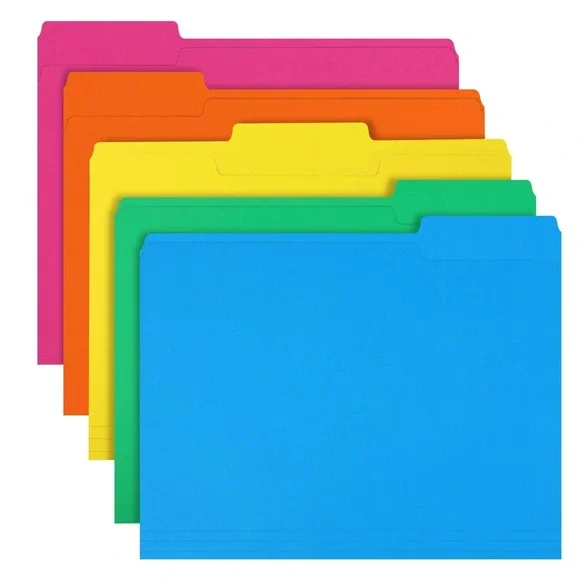 File Folder, RAZCC 250 Pack 1/3 Cut Tab Colored Folders, Colored File Folder Let