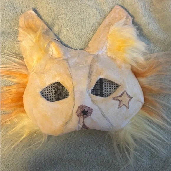 Furry Cat Mask for Pets - Orange and Cream