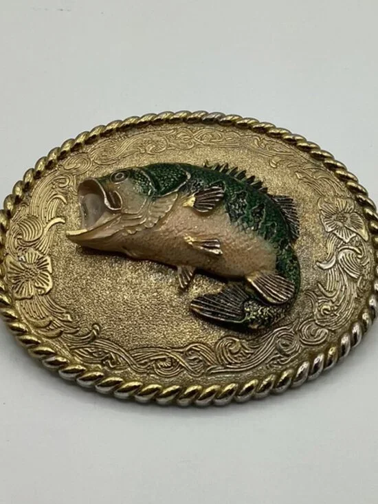 Raintree Bass Fish Belt Buckle‎ Rare Vintage 1978 3-D Realistic 3