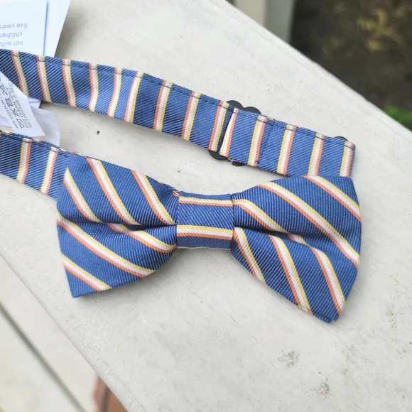 New! J. Crew Crewcuts Boys Blue Yellow Striped Bow-Tie NWT
