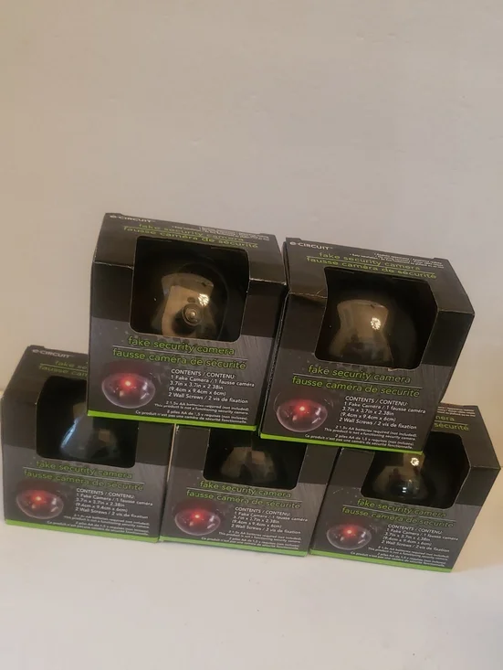 E-Circuit Fake Security Cameras x5 New Battery Lights Up